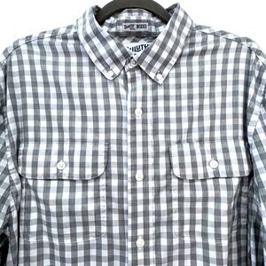 Duluth Untucked Gray Grey Checkered Long Sleeve Button Down Shirt Men's Sz Large